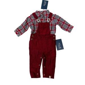 NWT Me & Henry 0/3M Red Overall Set